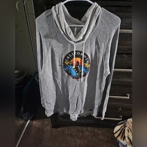 NWOT Gray Cowl Neck Sweater with California Print